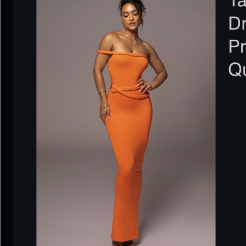 JLUX tangerine maxi dress with belt